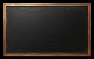 old wooden frame, chalk - empty chalkboard with chalk traces background.