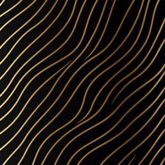 Wall Mural - Gold Line arts wallpaper, seamless pattern on a black background.