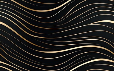 Wall Mural - Luxury gold Line arts wallpaper, seamless pattern on a black background.