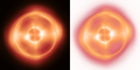 Poster - fiery orange orb with a vibrant glow for warm-toned graphic enhancements. isolated on black and tran