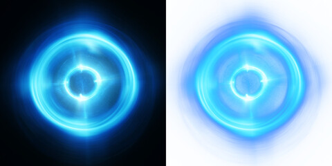 Poster - vibrant blue orb. a glowing blue core with concentric light patterns, ideal for high-energy graphic 