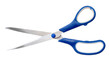 multipurpose scissors with blue handle isolated on white background with clipping path. Top view