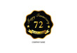 72 anniversary celebration logotype with handwriting golden color elegant design