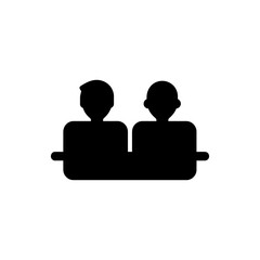 Wall Mural - Two friends watching a movie icon - Simple Vector Illustration