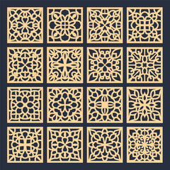 Poster - laser cut square coaster vector illustration design bundle