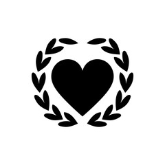 Sticker - Love heart-shaped wreath icon - Simple Vector Illustration