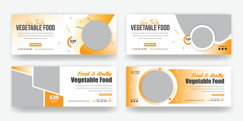 Poster - Healthy Natural Vegetable Food Menu Facebook Cover Or Chinese Social Media Facebook Cover Banner Template Design.