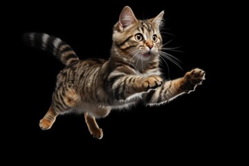 Poster - A picture capturing the moment of a cat soaring through the air.