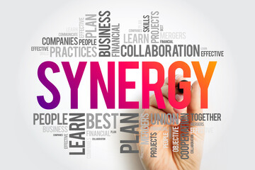 Wall Mural - Synergy word cloud collage, business concept background