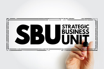 Poster - SBU Strategic Business Unit - profit center which focuses on product offering and market segment, acronym text concept stamp