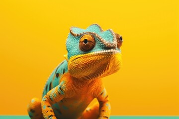 Poster - A detailed close-up image of a lizard sitting on a table. This picture can be used to showcase reptiles, wildlife, or even for educational purposes.