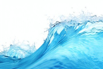 Poster - A stunning image of a large blue wave crashing against a shore, with a clear white sky in the background.