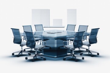 Wall Mural - A professional conference table with chairs and a monitor. Ideal for business meetings and presentations