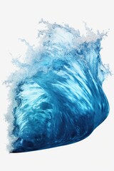 Poster - A powerful and striking image of a large blue wave crashing against a pristine white background.