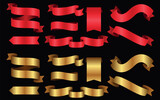 Fototapeta  - set of gold and red ribbons, decorative vector ribbons for offers and sale
