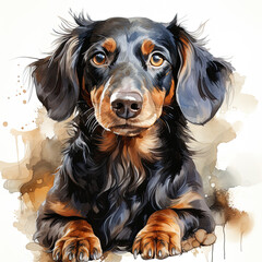 Wall Mural - watercolor Dachshund clipart, Generative Ai