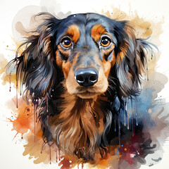 Wall Mural - watercolor Dachshund clipart, Generative Ai