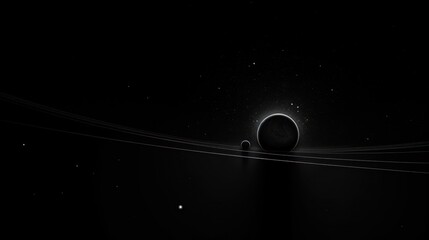 Wall Mural -  an image of a black hole in the sky with a line of saturn in the foreground and stars in the background.