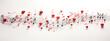 Musical notes and hearts on a stave, a harmonious visual for a Valentine's Day music playlist.