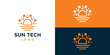 © oinbrand - Sun Tech Logo Design Template. Sun with Circular Connect Concept. Dot Connection Cells Symbol Icon Vector Illustration.