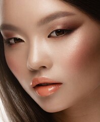 Poster - Beautiful Asian female model beauty makeup, face closeup