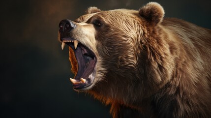 Wall Mural -  a brown bear with it's mouth open and it's mouth wide open with it's mouth wide open.