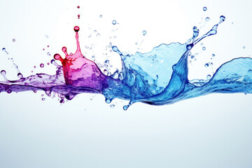 Wall Mural - Blue and red water splash isolated on white background