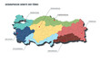 Geographische Gebiete der Türkei Landkarte