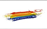 Fototapeta Tęcza - Rainbow paint brush strokes in white background, isolated, colorful stripes, lgbtq+ flag concept.