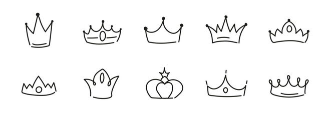 Naklejka na meble Doodle hand drawn princess crown. Line stroke vector crown