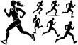  Vector silhouettes of people running