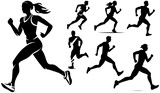 Fototapeta  -  Vector silhouettes of people running