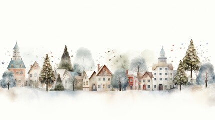 Wall Mural - A watercolor painting of a row of houses