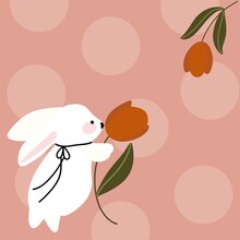 Background With Flowers And Bunny