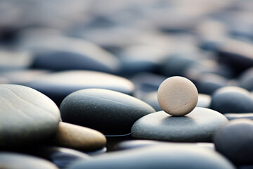 Wall Mural - A solitary pebble in a Zen garden, representing the minimalist beauty found in the art of simplicity and mindfulness. Concept of Zen minimalism. Generative Ai.