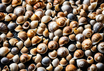 Small shells background, Many small shells of light snails