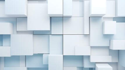 Canvas Print - 3d rendering of abstract geometric background. White and blue colors.