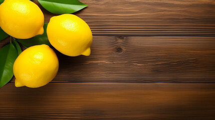 Wall Mural - The lemon an important cooking ingredient is positioned on a vintage wooden table from a bird s eye perspective