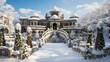 beautiful picture of luxurious arabic palace building in the winter