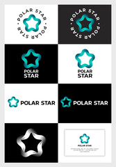 Wall Mural - Polar Star logo. Star consists of turquoise ribbon. Identity, business card.
