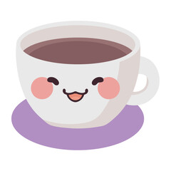 Poster - coffee cup kawaii smiling