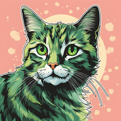 Naklejka na meble green cat