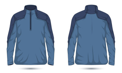 Wall Mural - Casual quarter zip sweatshirt mockup front and back view