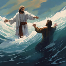 Jesus And Peter On The Water