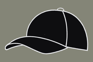 Wall Mural - Set of black front and side view hat baseball