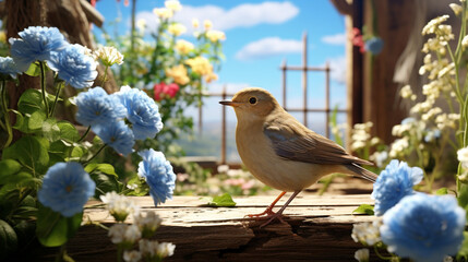 Sticker - bird on a branch HD 8K wallpaper Stock Photographic Image 