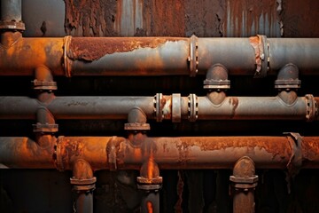 Old pipes requiring replacement. Background with selective focus and copy space