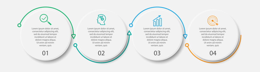 Aufkleber - Vector infographic thin line circuler design label with icons Template.Inforgraphic Template. Business concept with 4 steps. suitable for your business presentation