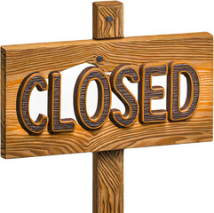 wooden sign closed text symbol