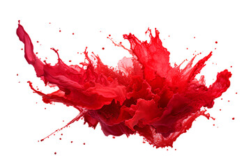 Wall Mural - powerful explosion of splash red water, white lighting on white isolated background